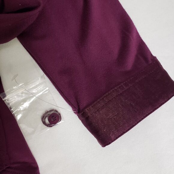 Cupio Womens Top Small Raspberry Pleats Long Sleeve Split V Neck Viscose Stretch - Picture 11 of 12